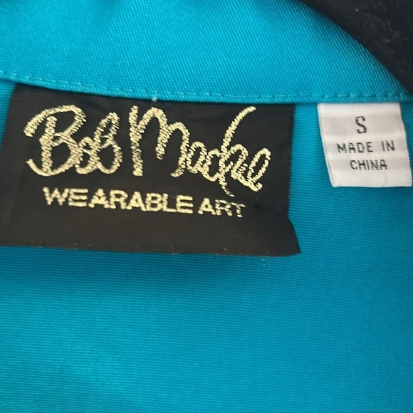 Bob Mackie Turquoise Southwest Embroidered Zip Down Lightweight Jacket Sz Small - Picture 6 of 7